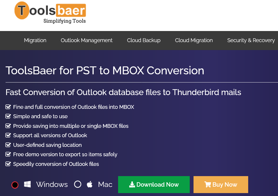 ToolsBaer PST to Mbox Converter