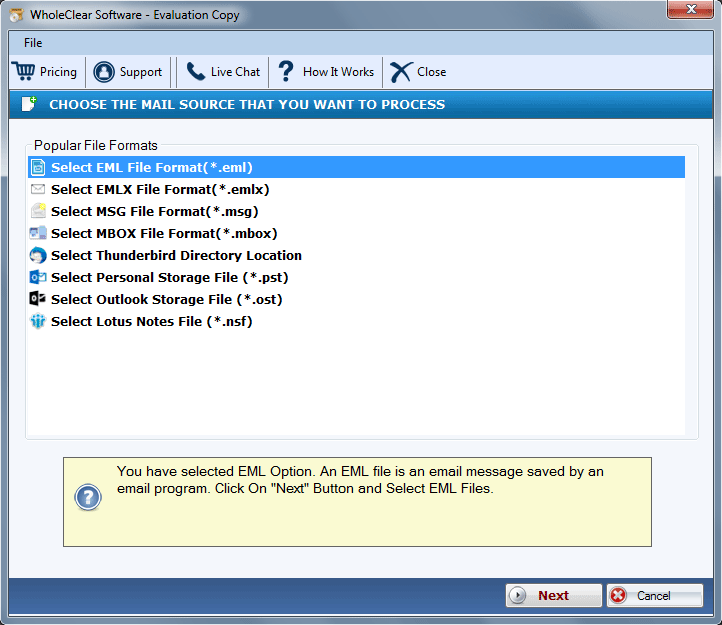 WholeClear EML to PST Converter