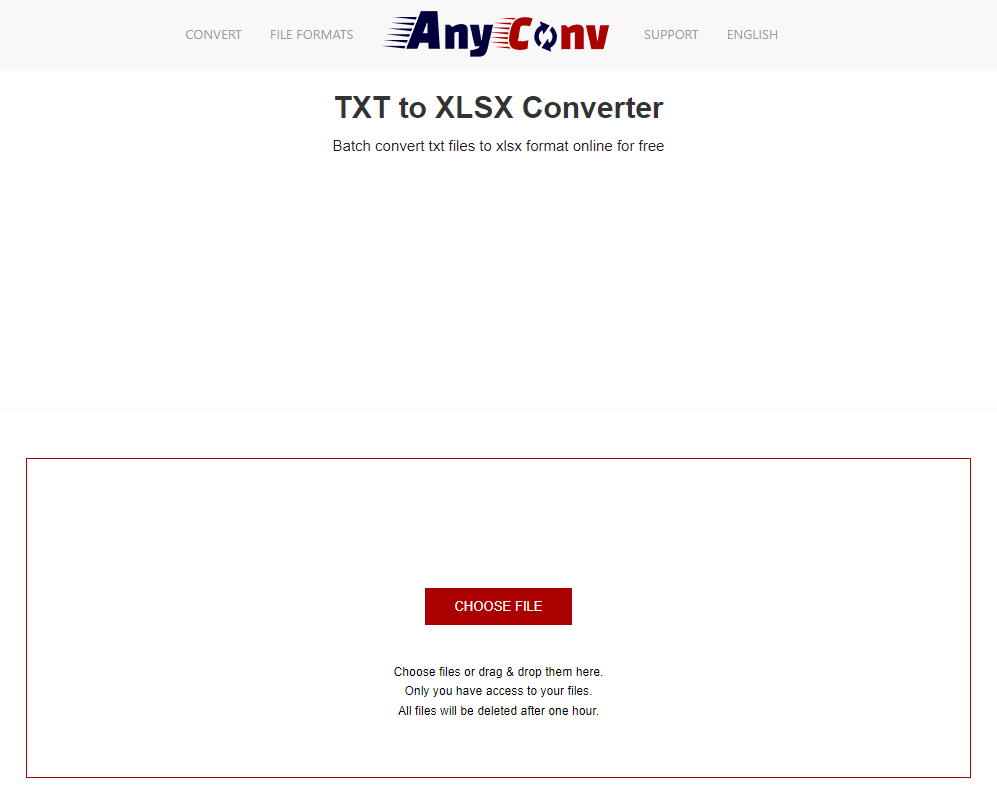 AnyConv TXT to XLSX Converter