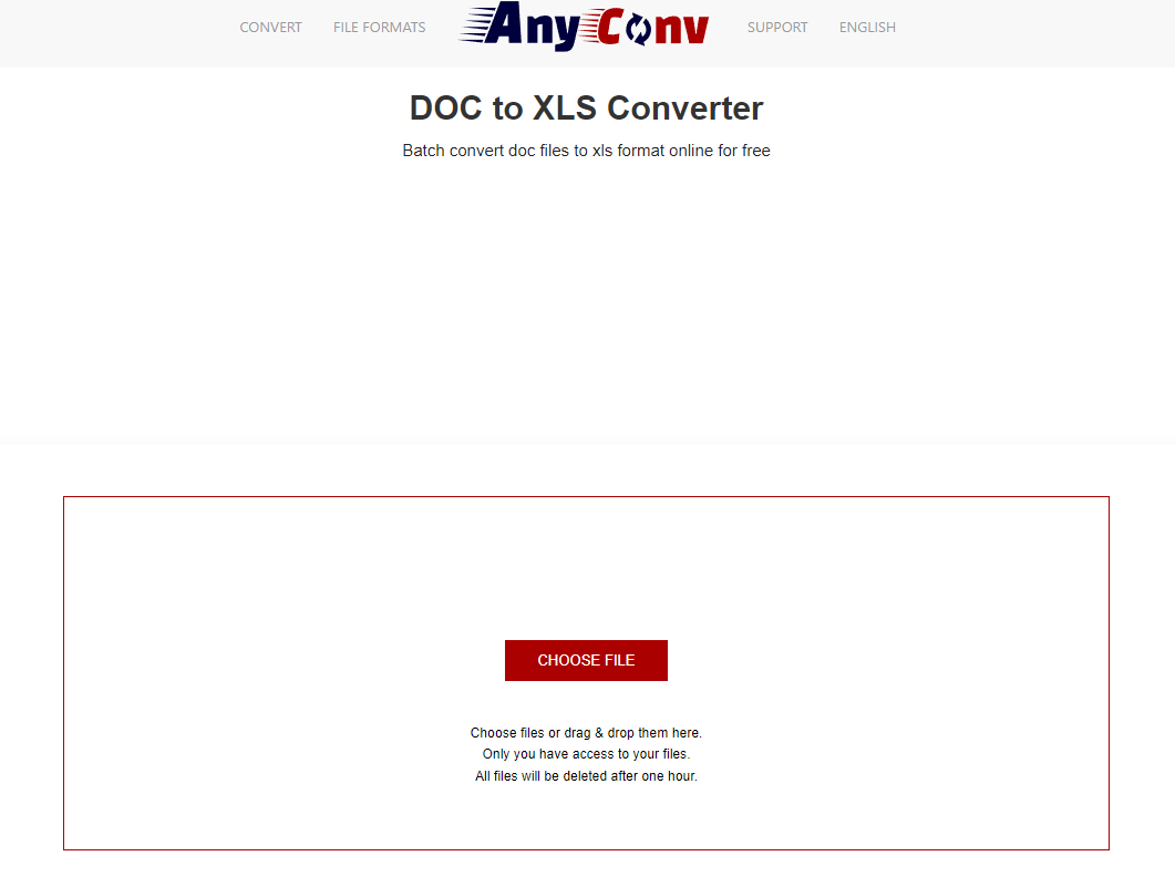 AnyConv DOC to XLS Converter