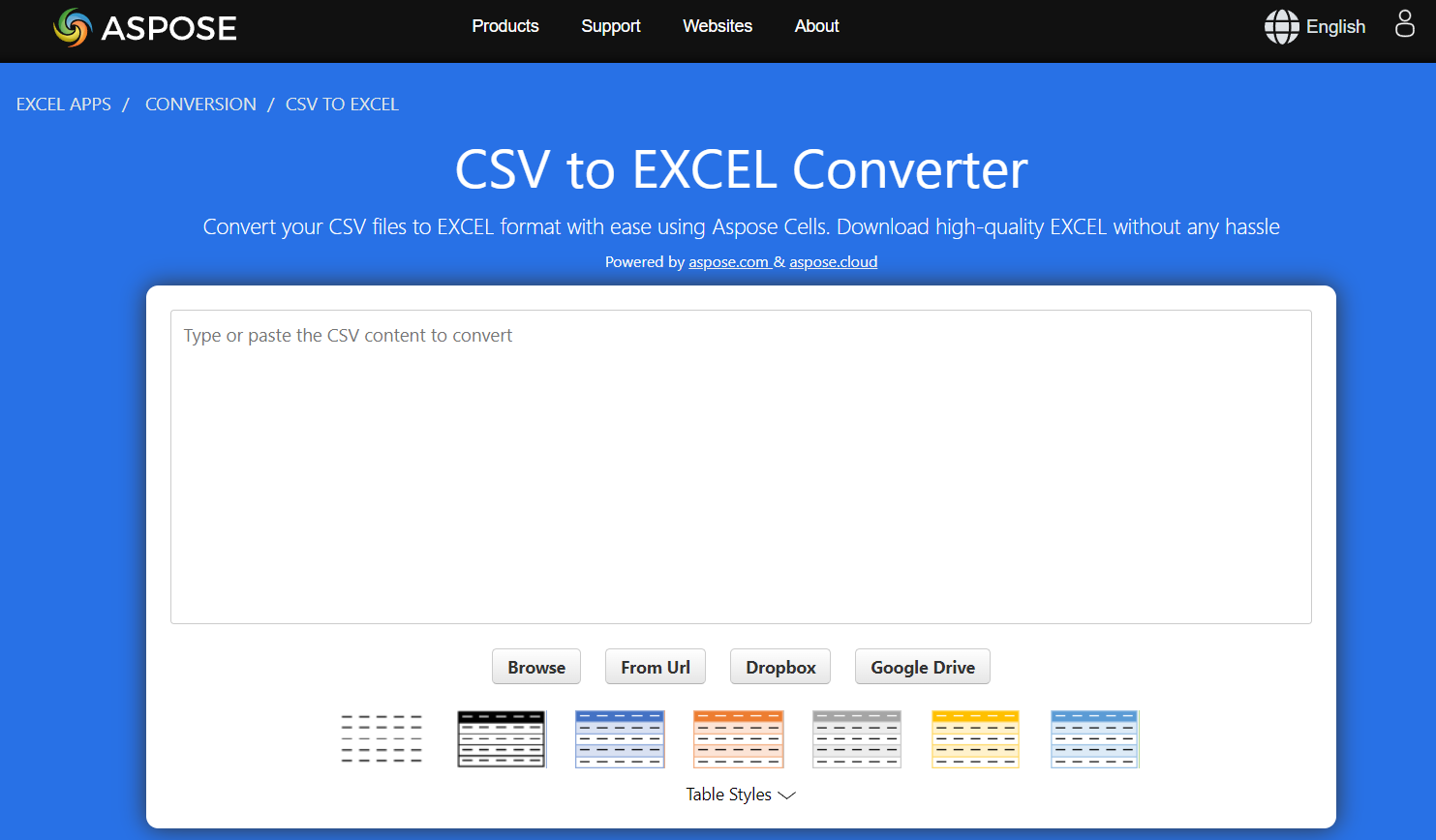 ASPOSE CSV to EXCEL Converter