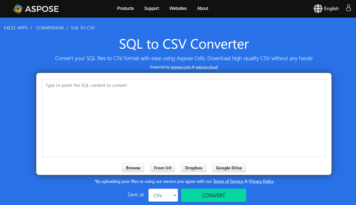 Aspose SQL to CSV Converter