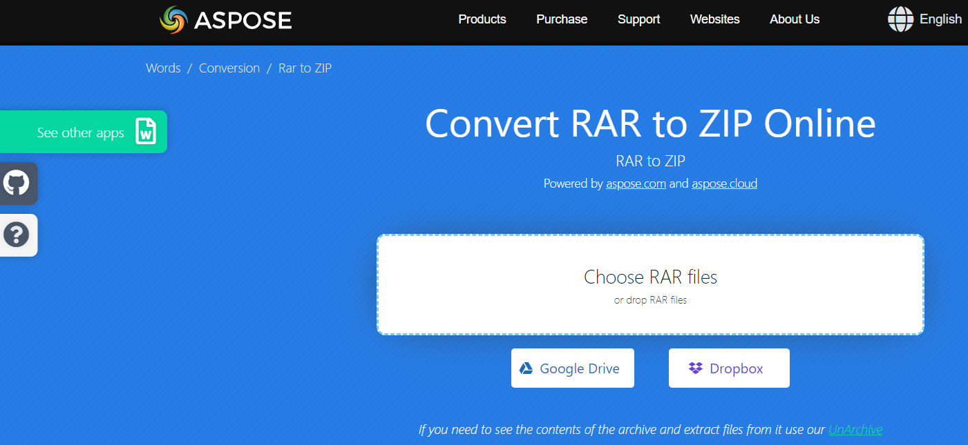 Aspose Free RAR to ZIP Converter