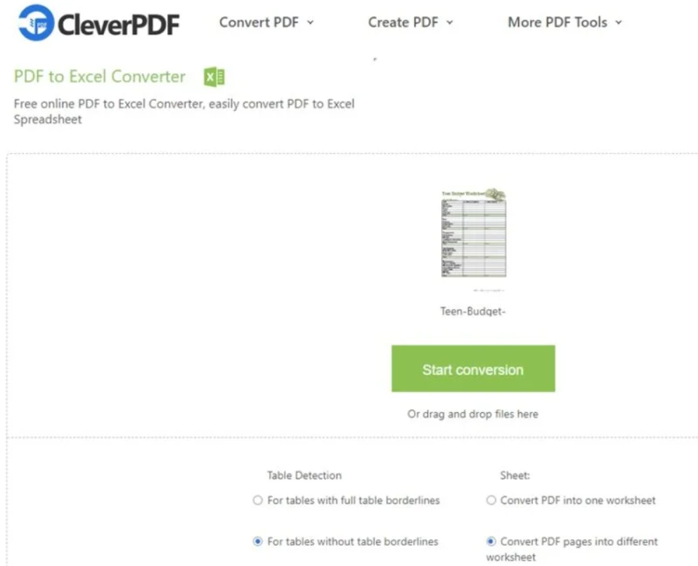 Clever PDF to Excel Converter