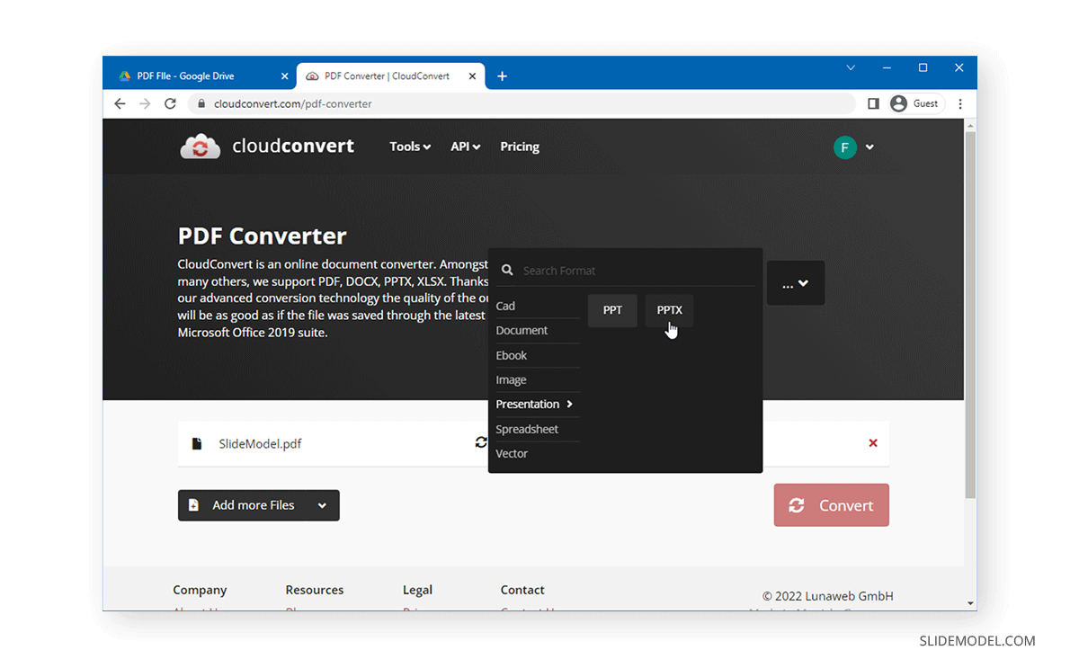 CloudConvert PDF To PowerPoint Converter