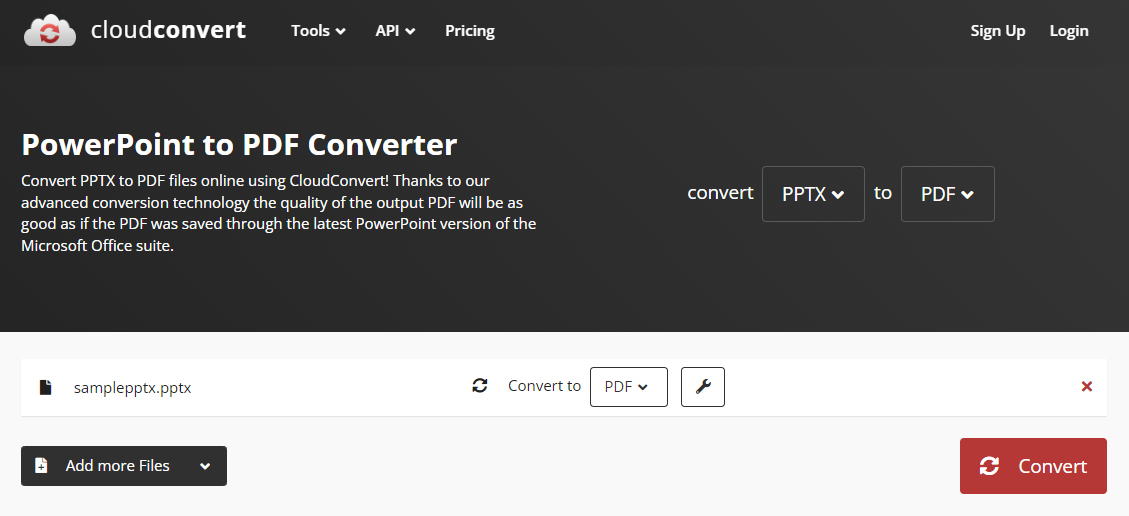 CloudConvert PowerPoint to PDF Converter