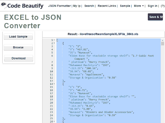 Excel to JSON Converter