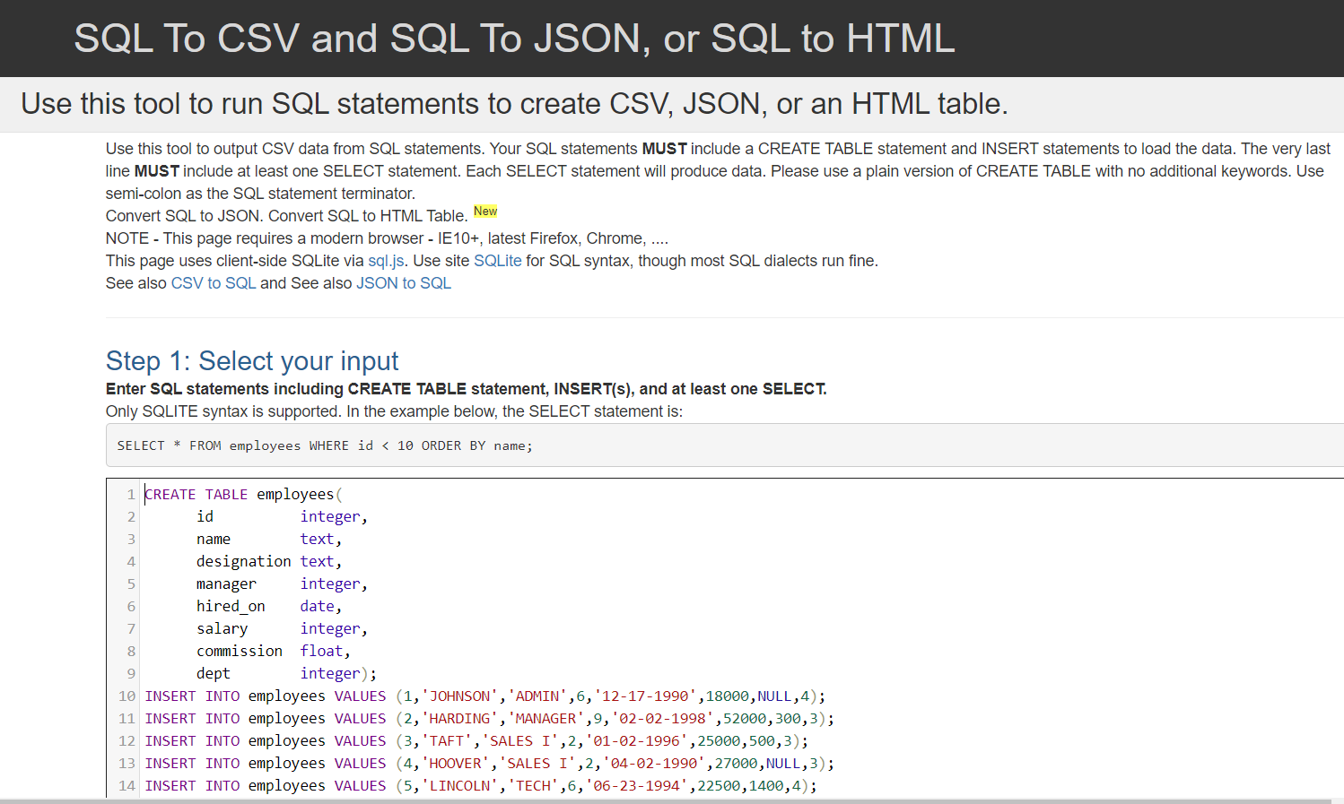 ConvertCSV SQL to CSV