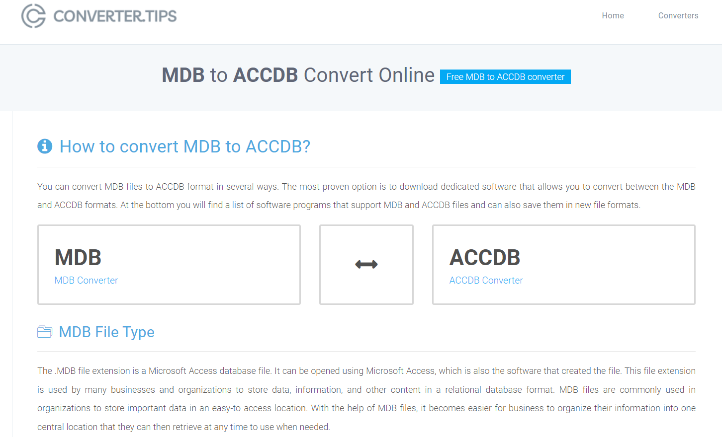 Converter.Tips MDB to ACCDB Convert Online