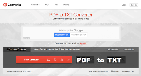 Convertio PDF to TXT Converter