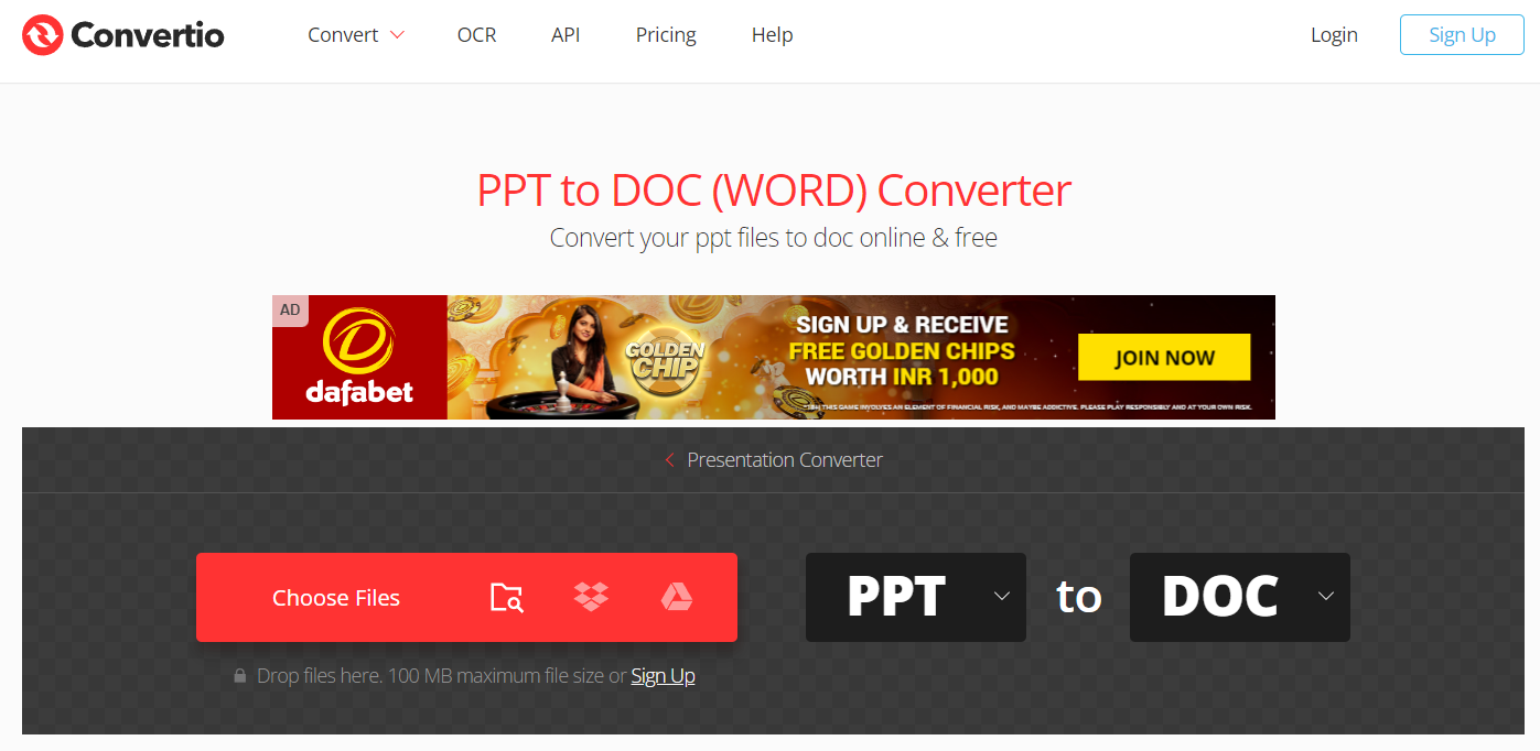 Convertio PPT to DOC (WORD) Converter