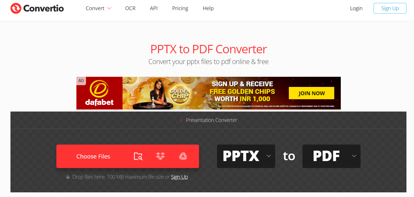 Convertio PPTX to PDF Converter