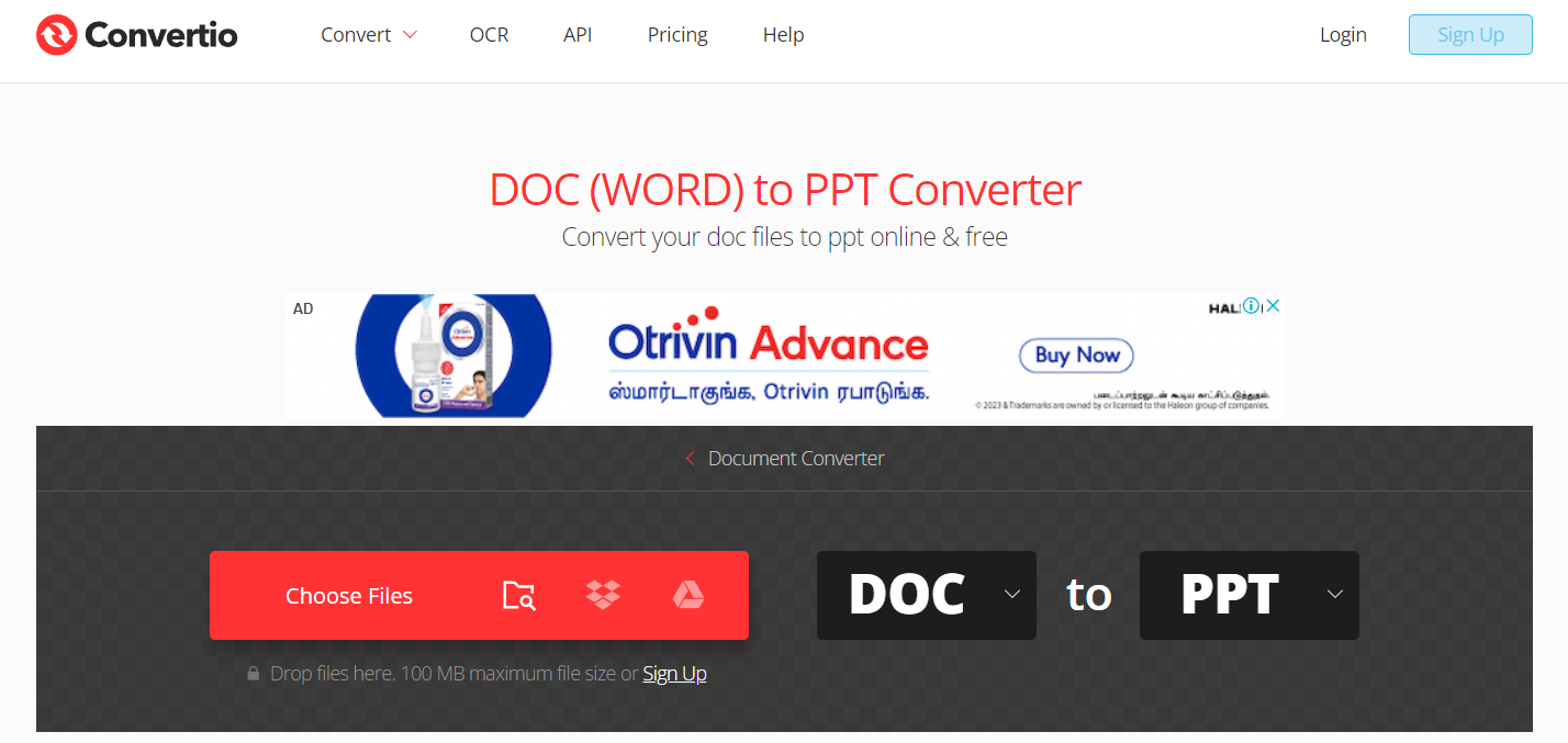 Convertio DOC (WORD) to PPT Converter