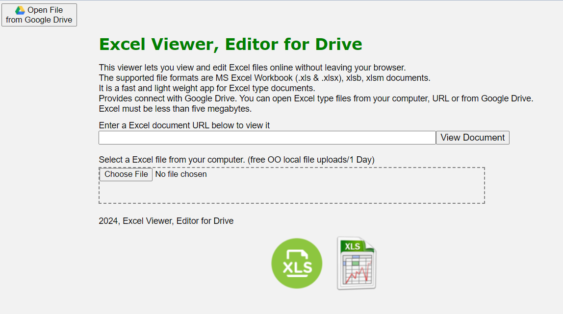 Excel Viewer, Editor for Drive