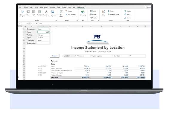 F9 Excel Reporting Software