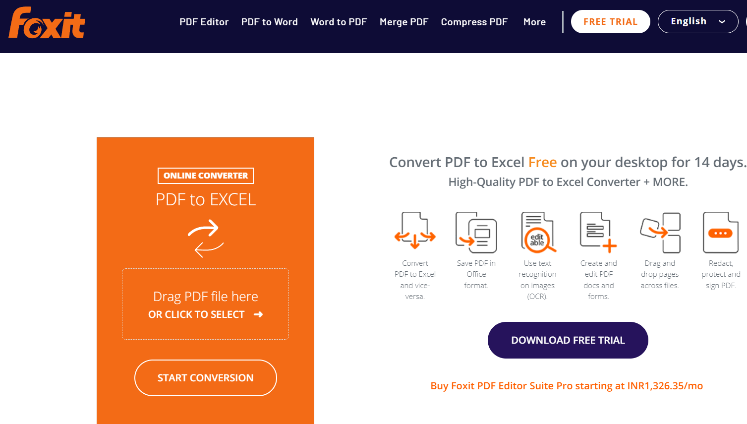 Foxit PDF to Excel
