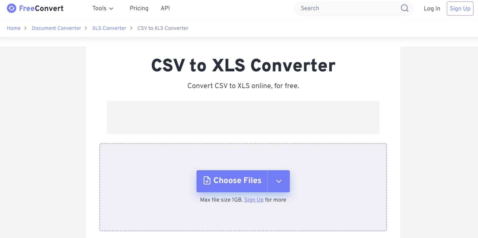 FreeConvert CSV to XLS Converter
