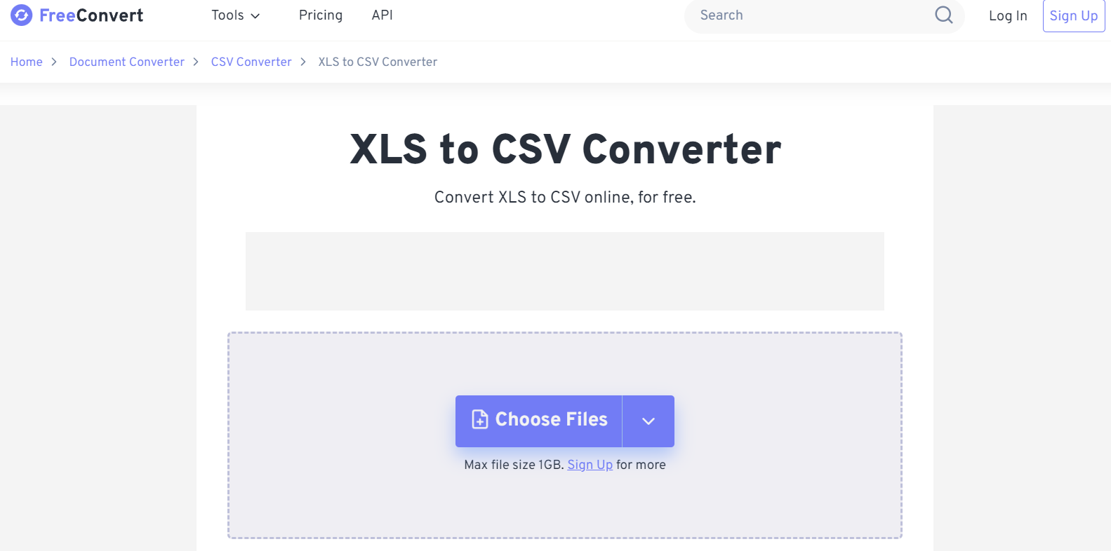 FreeConvert XLS to CSV Converter