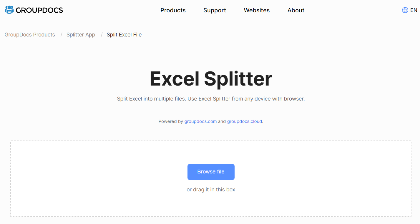 GroupDocs Excel Splitter