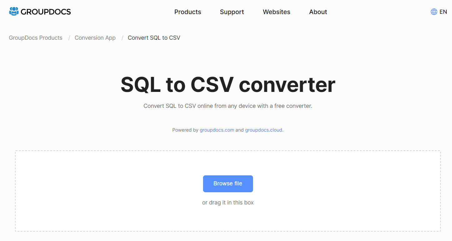 GroupDocs SQL to CSV Converter