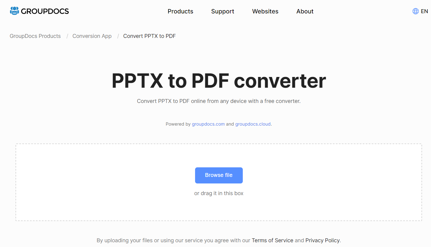 GroupDocs PPTX to PDF Converter