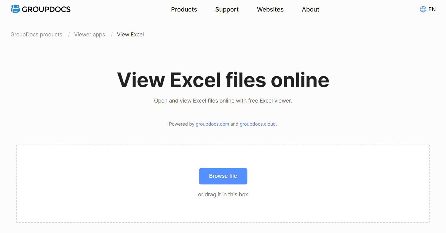 GroupDocs View Excel Files Online