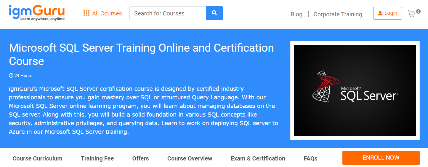 igmGuru Microsoft SQL Server Training Online and Certification Course