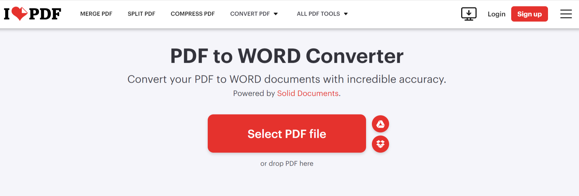 iLovePDF PDF to WORD Converter