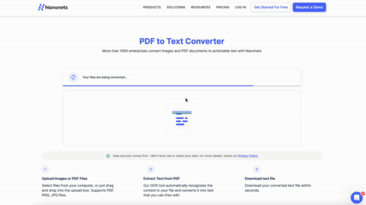 Nanonets PDF to Text Converter