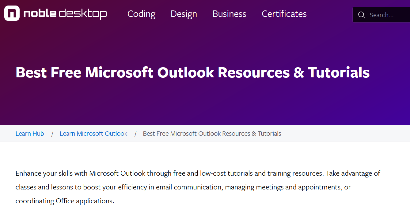 Noble Desktop Free Microsoft Outlook Resources & Tutorials