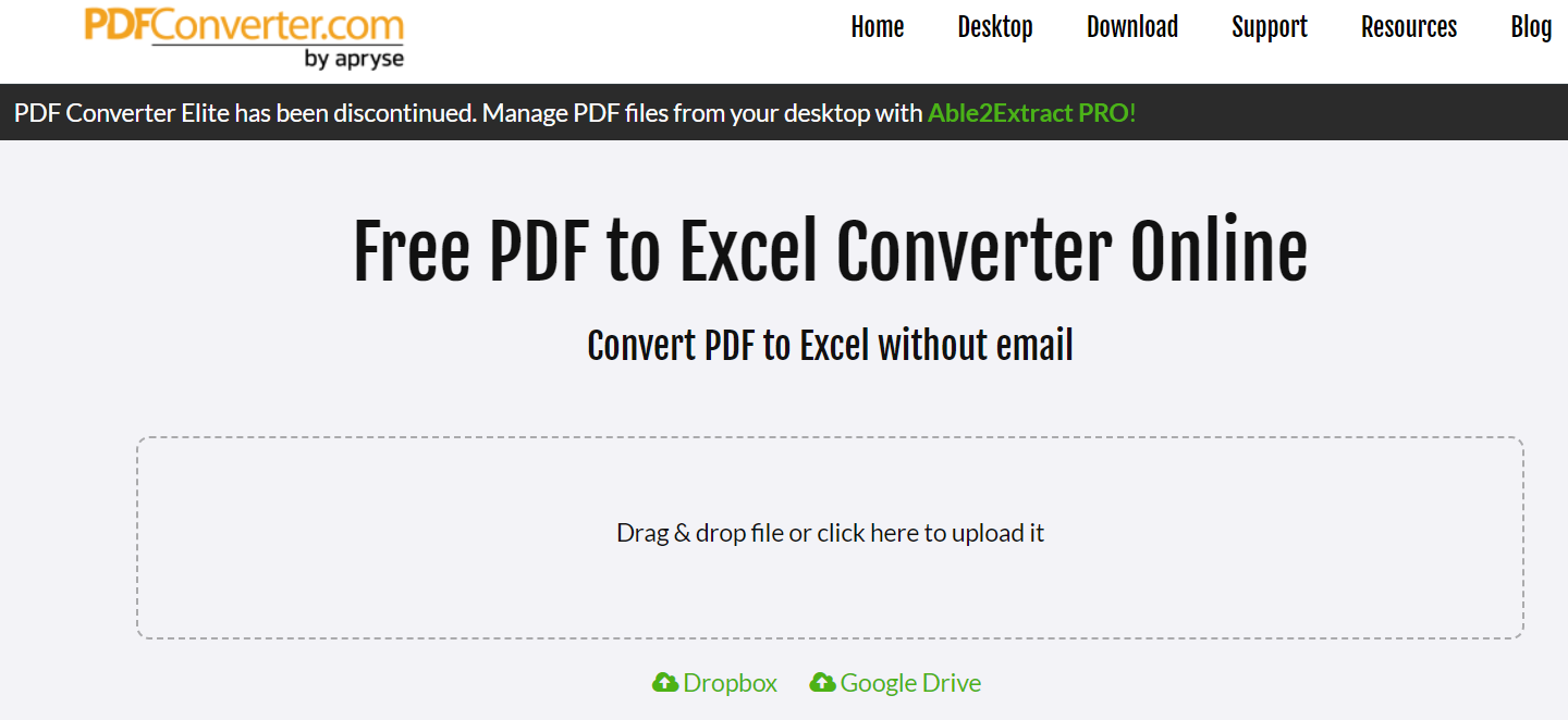 Free PDF to Excel Converter Online