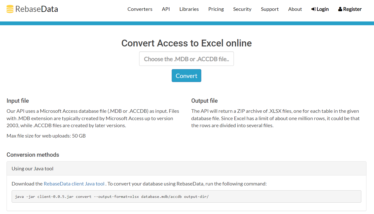 RebaseData Convert Access to Excel Online