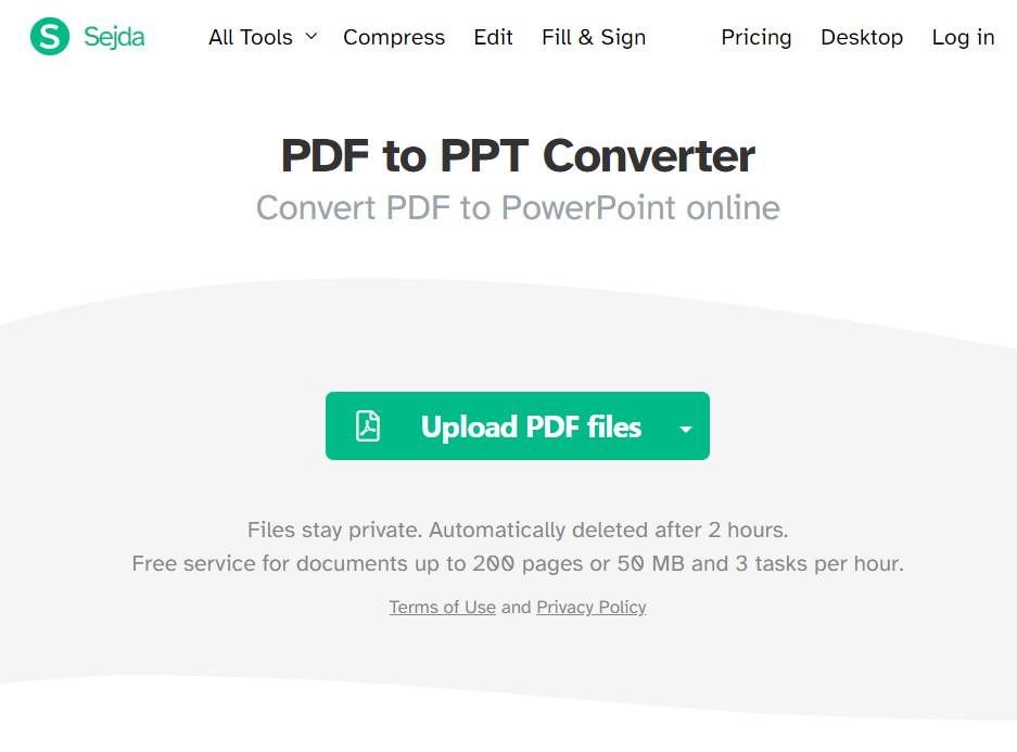 Sejda PDF To PPT Converter