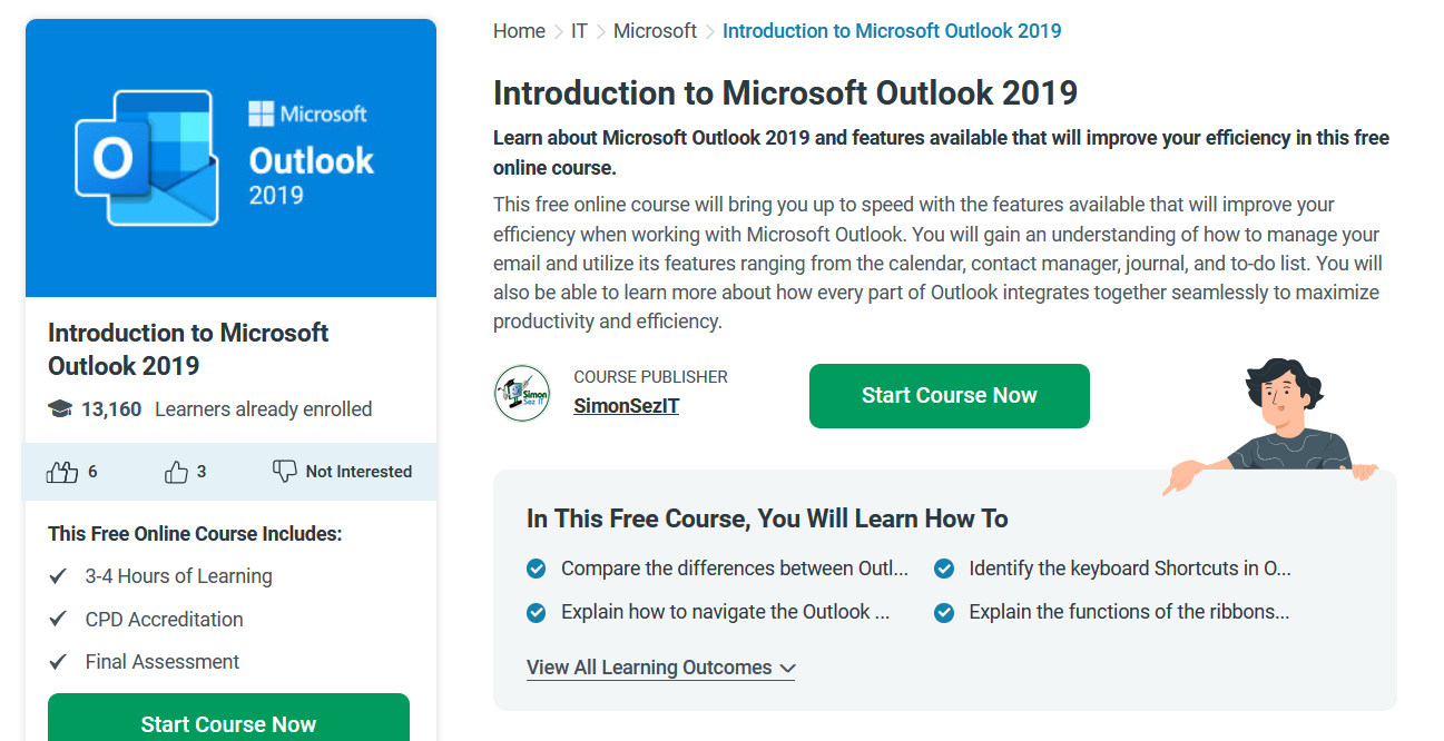 SimonSezIT Introduction to Microsoft Outlook 2019 via Alison