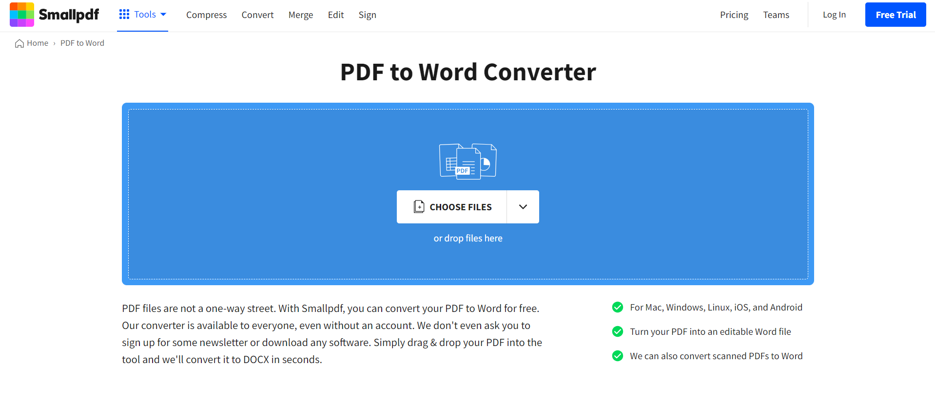 Smallpdf PDF to WORD Converter