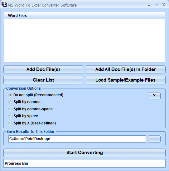 SobolSoft MS Word To Excel Converter