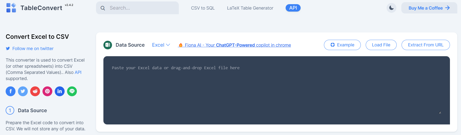 tableConvert Convert Excel to CSV