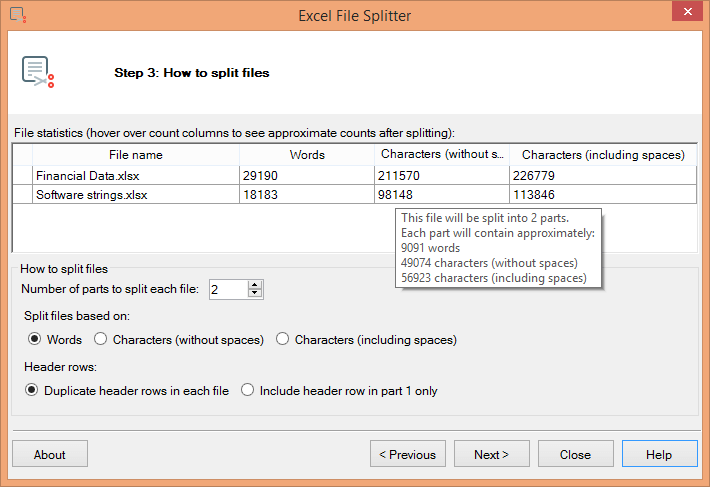 TransTools Excel File Splitter