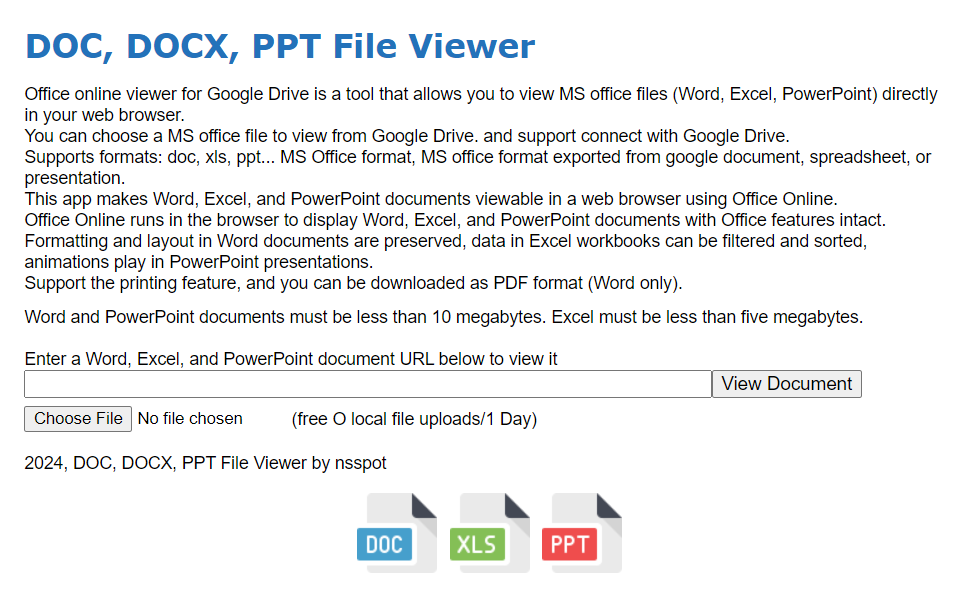 DOC, DOCX, PPT File Viewer