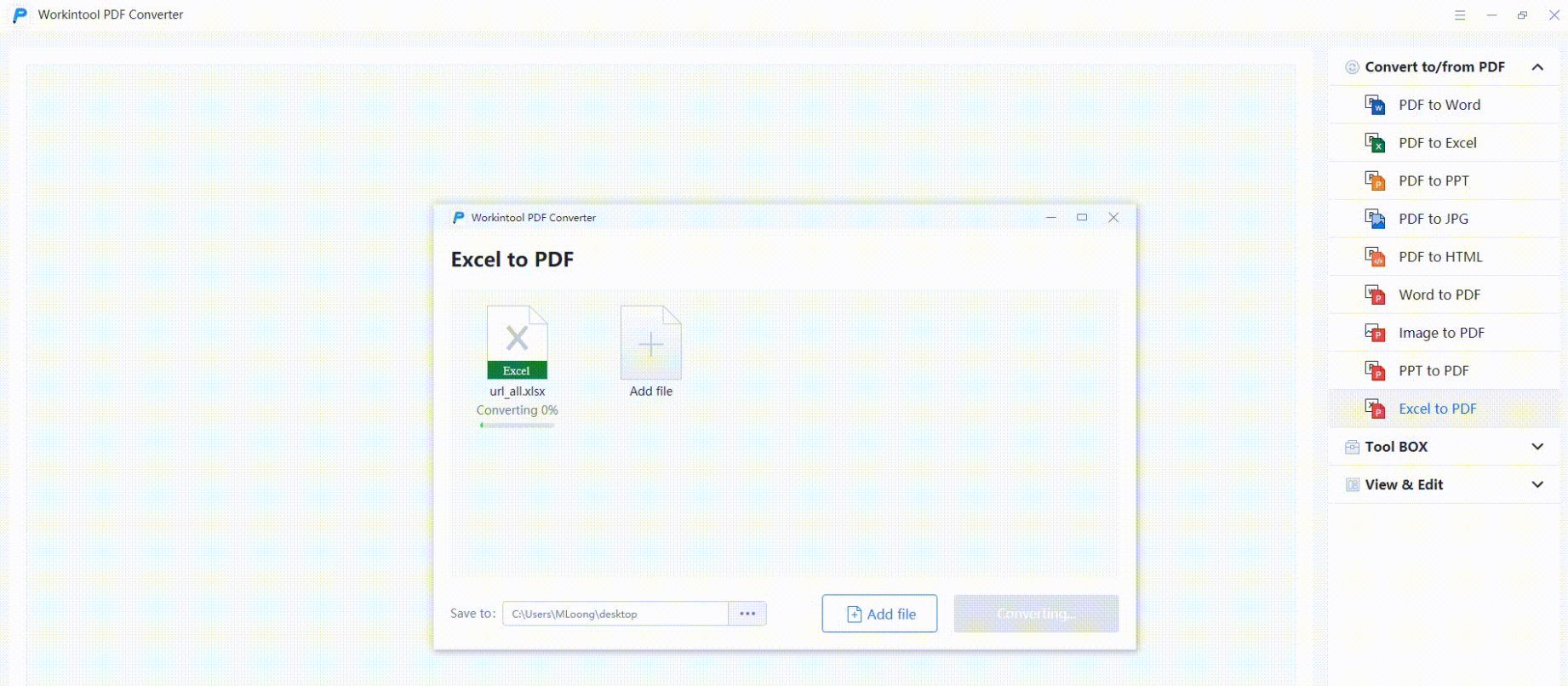 WorkinTool Excel to PDF Converter