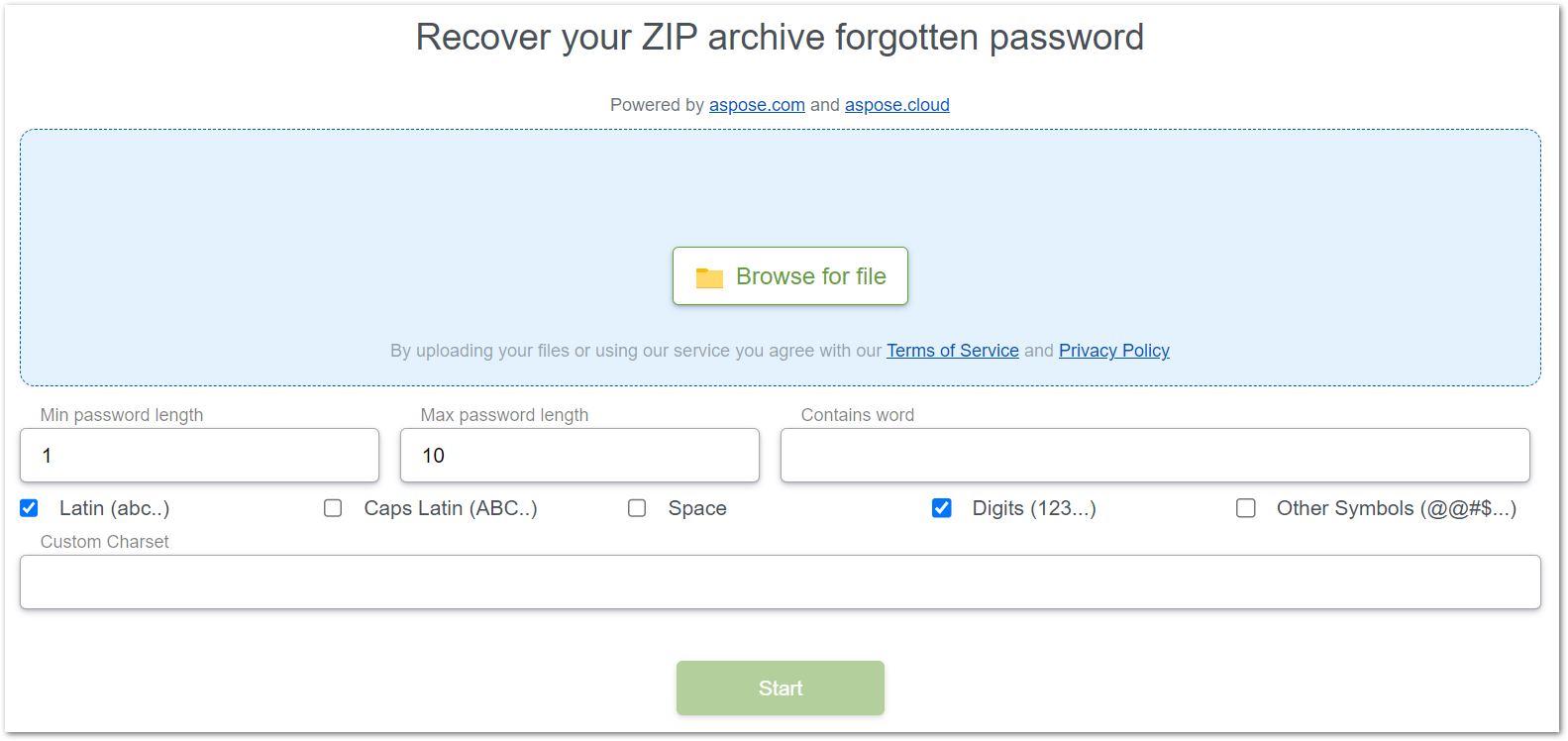 Aspose ZIP Password Recovery