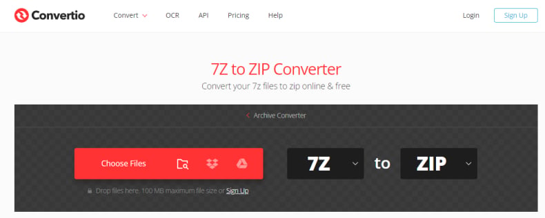 Convertio 7Z To ZIP Converter