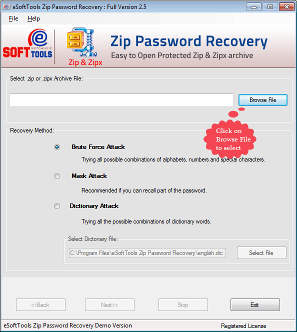 eSoftTools ZIP Password Recovery Software