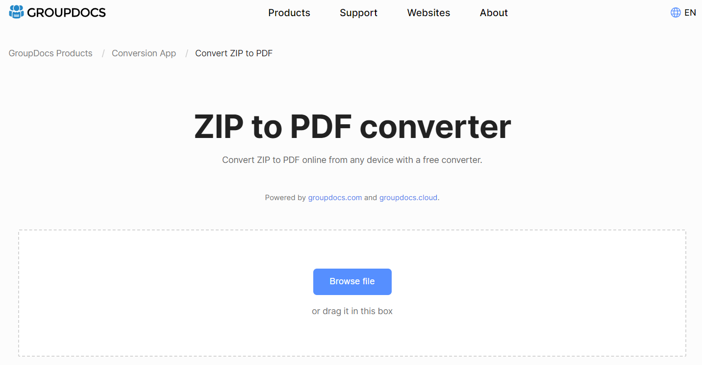 GroupDocs ZIP to PDF Converter