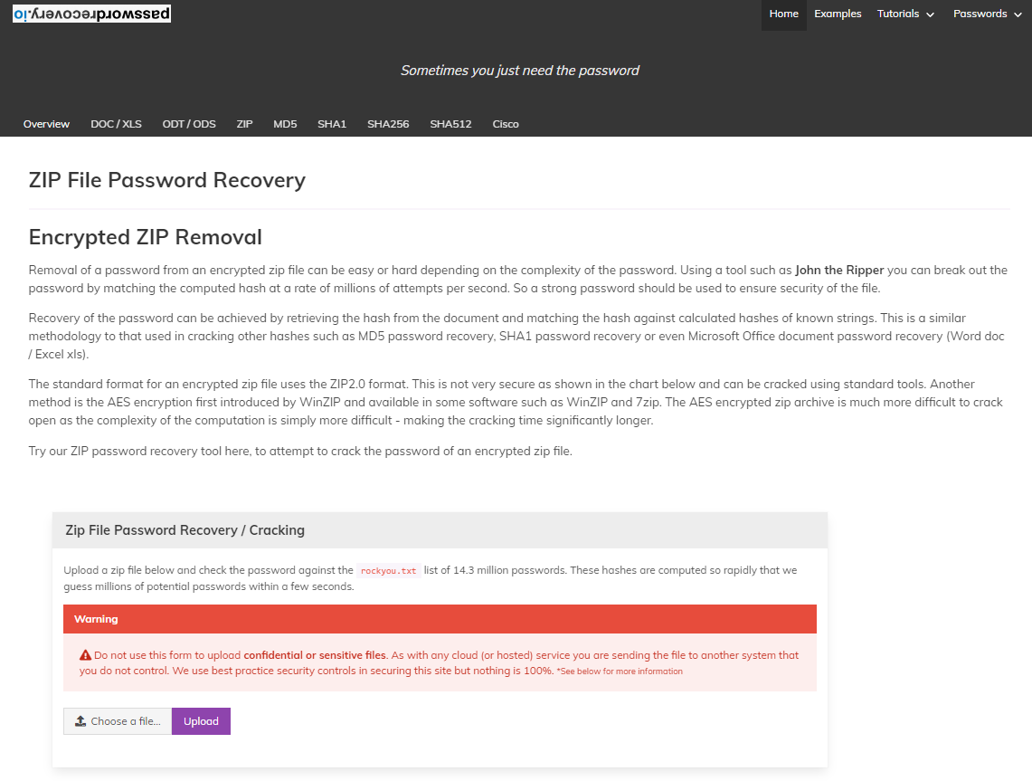 ZIP File Password Recovery