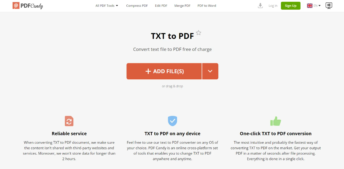 PDF Candy TXT to PDF