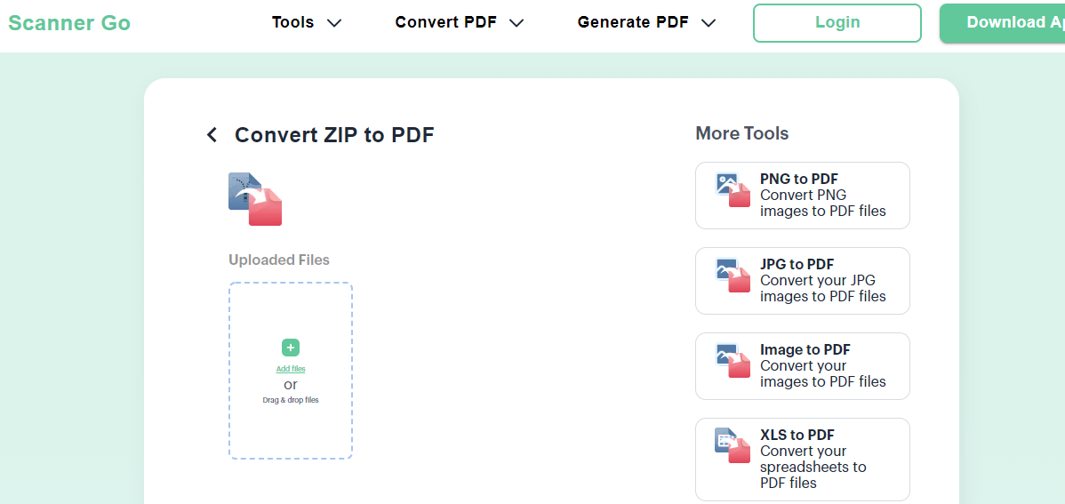 ScannerGo's Free ZIP To PDF Converter