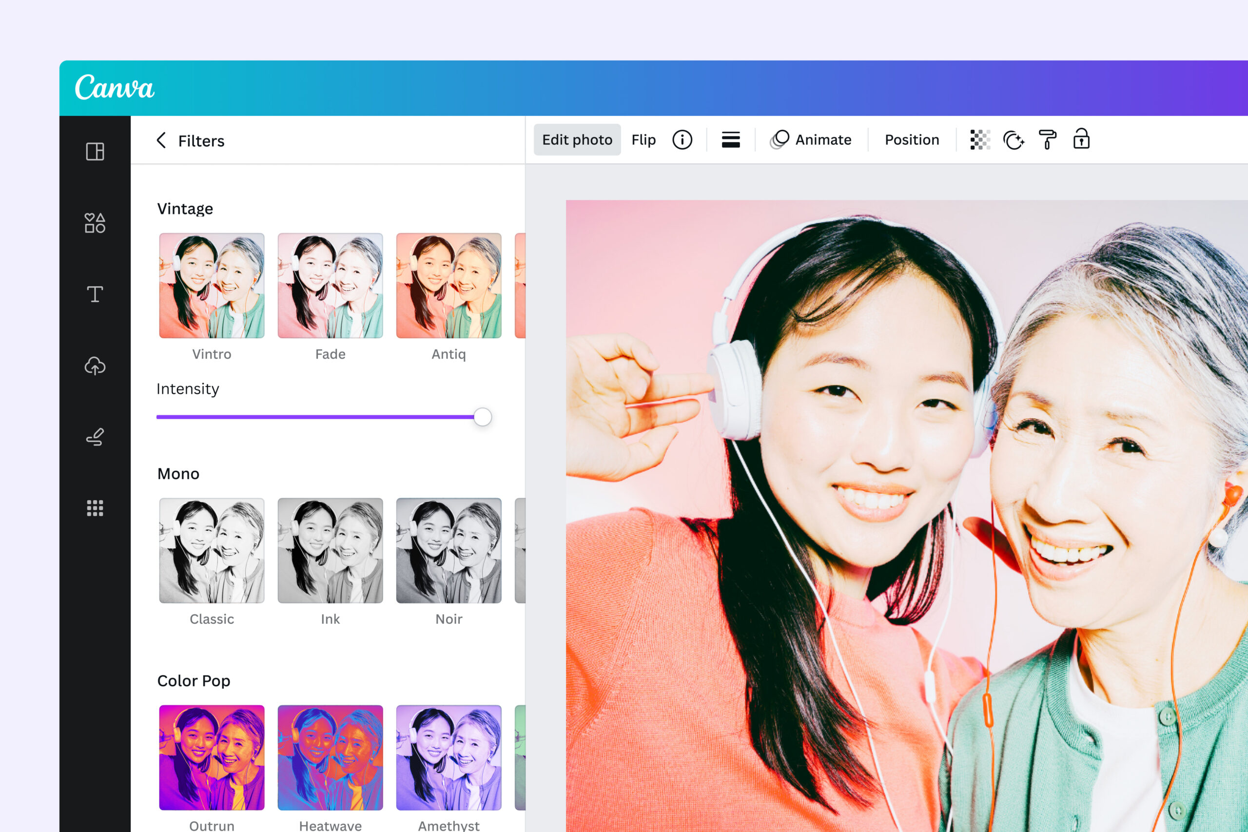 Canva Vintage Filter