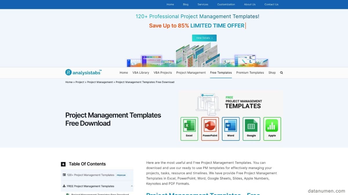 Analysistabs Project Management Templates