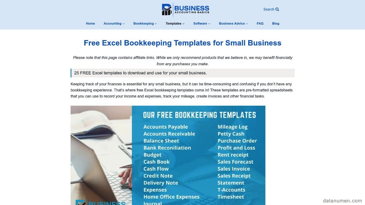 Business Accounting Basics Excel Bookkeeping Templates